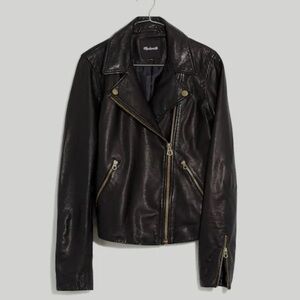 Madewell Washed Leather Motorcycle Jacket: Brass Hardware Edition